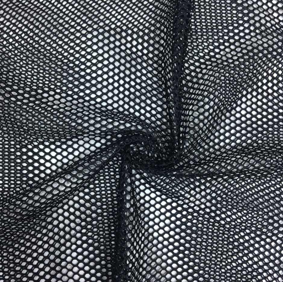 BLACK FISH NET AIRTEX MESH FABRIC POLYESTER STRETCH MATERIAL 3 TO 4 MM HOLES